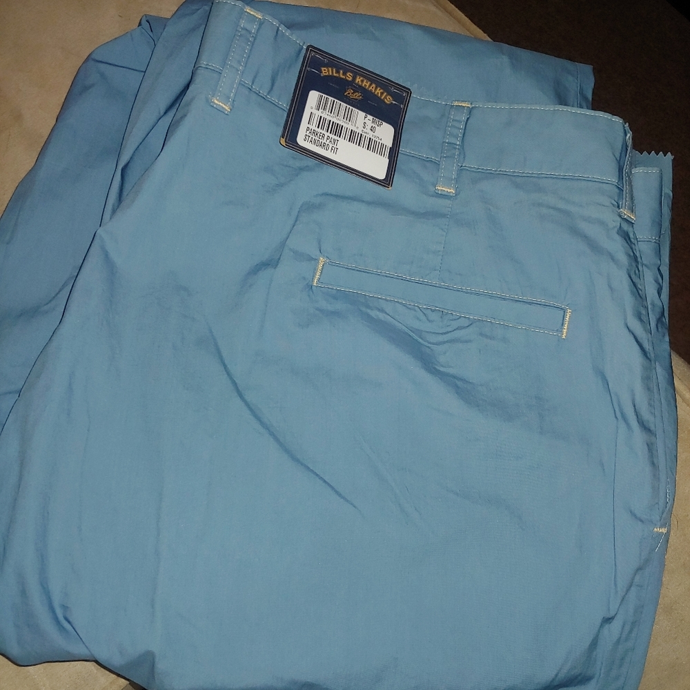 NWT bills khakis | mens cargo pants blue parker pants 40 cotton dusty blue